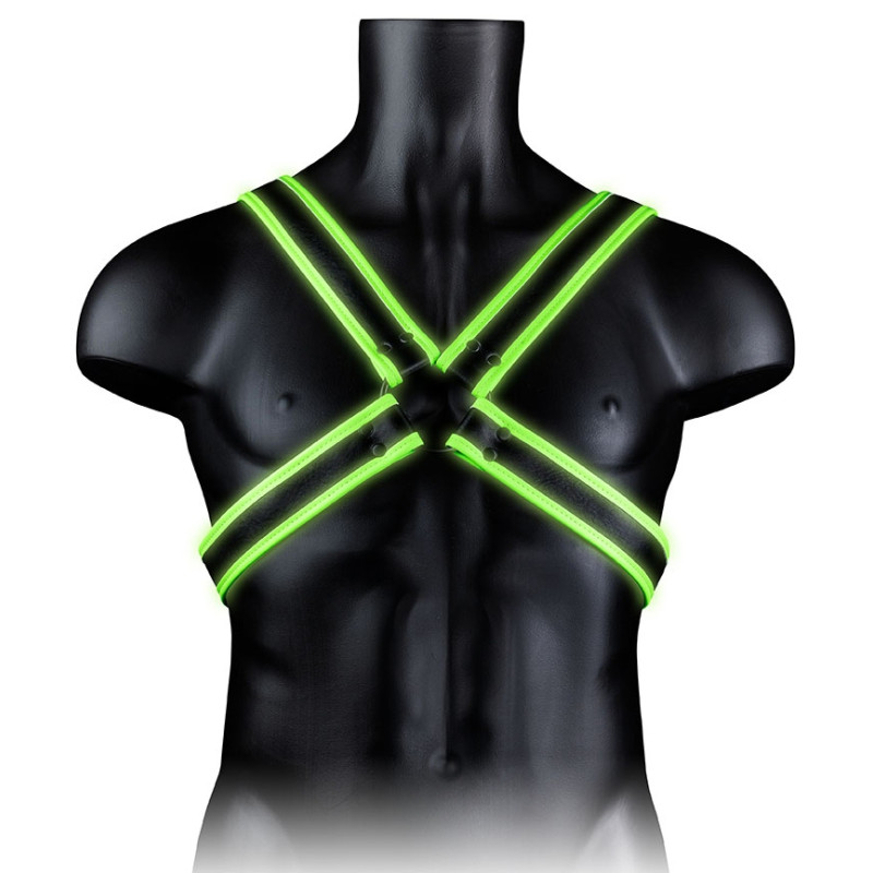 Ouch! Glow Harnais phosphorescent Cross Glow Noir-Vert Néon